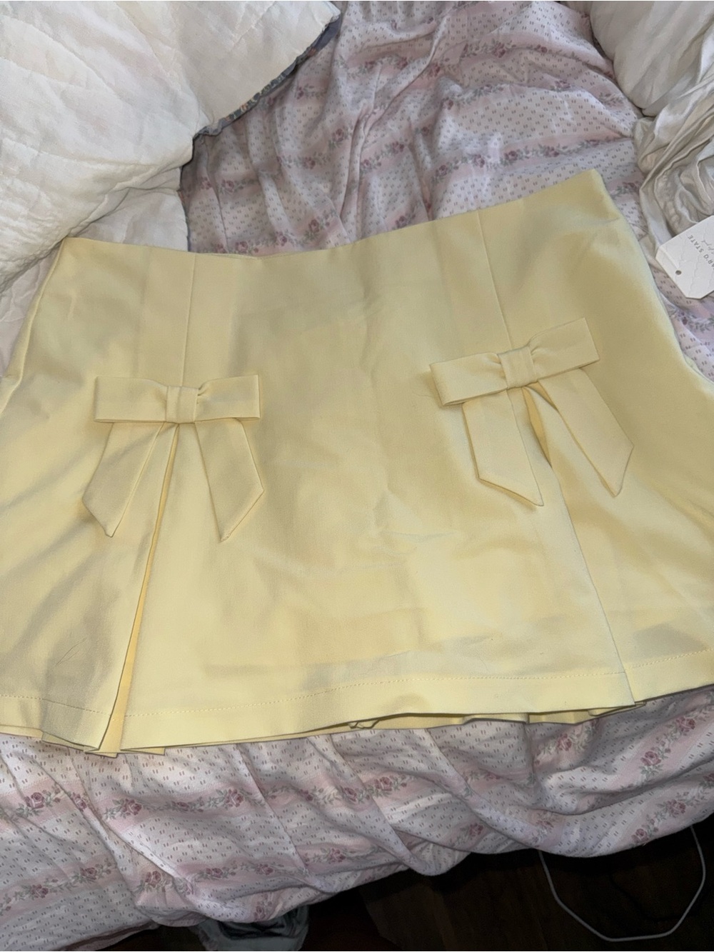 Altar'd State Pale Yellow Bow Mini Skirt